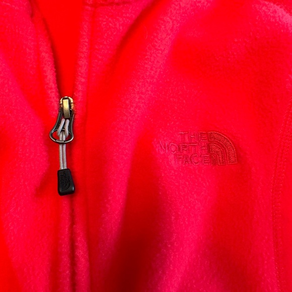 The. North Face. Bright coral fleece zip front, hooded jacket. - Picture 5 of 6